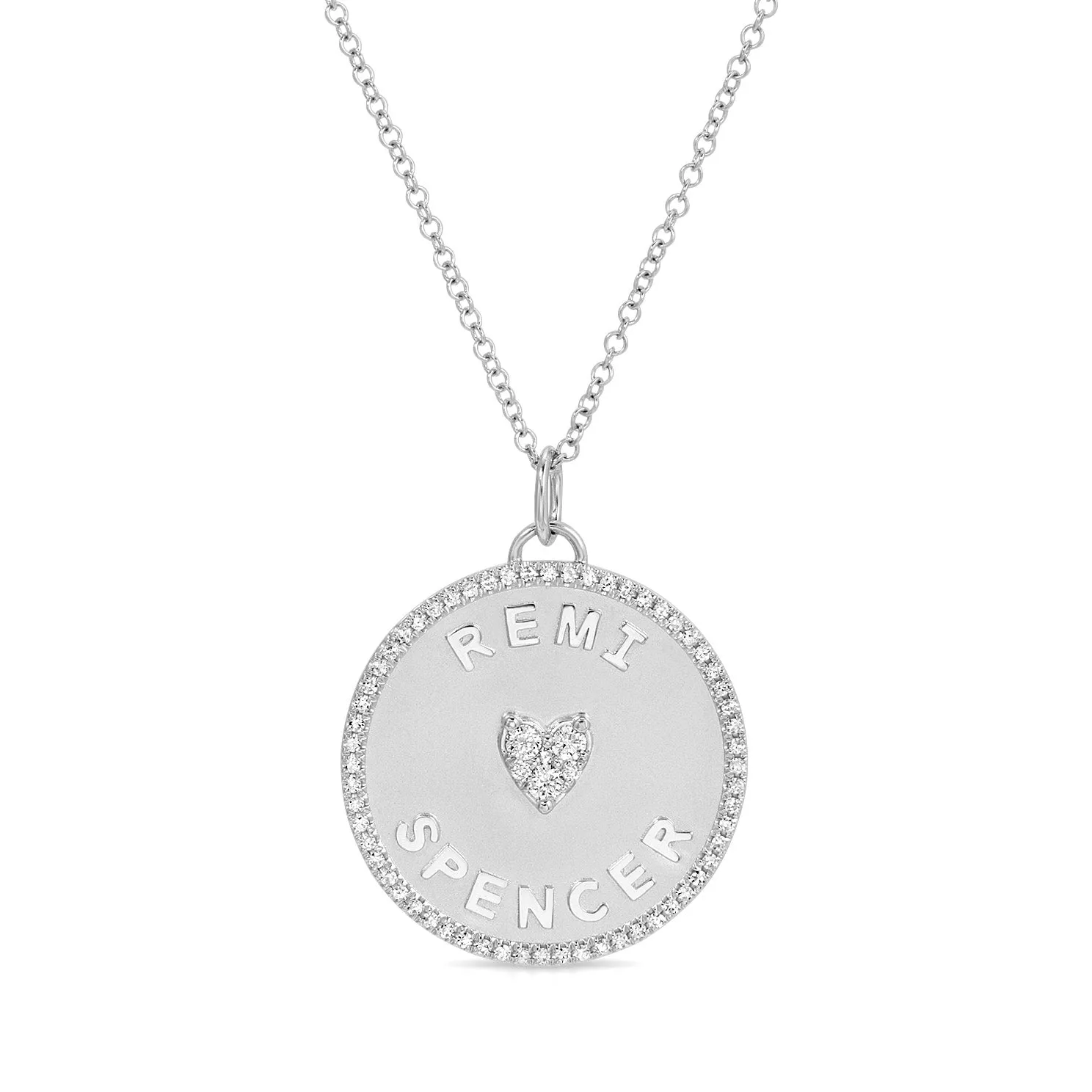 Diamond Love Letter Disc Necklace sold by EF Collection