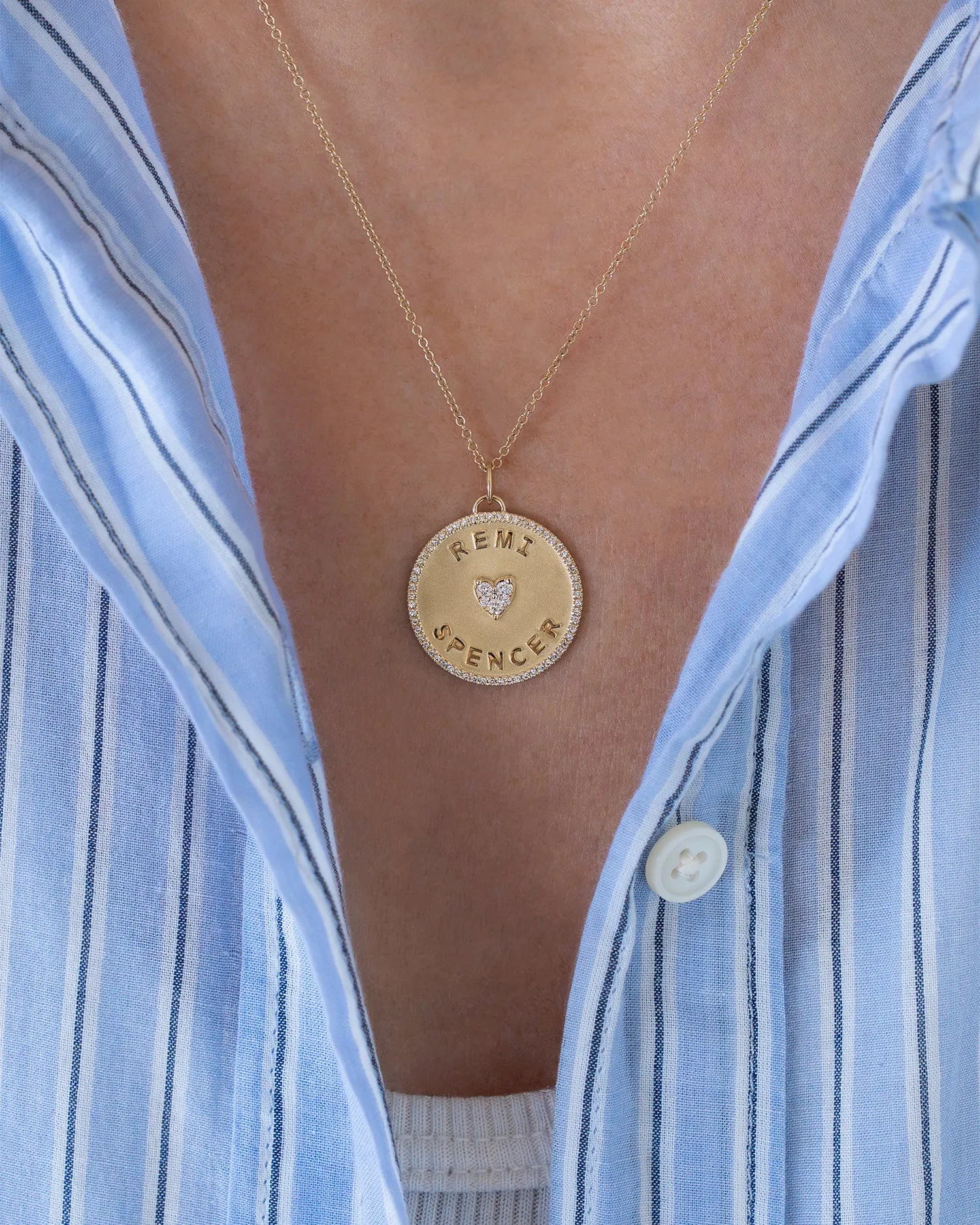 Diamond Love Letter Disc Necklace sold by EF Collection product image thumbnail 2