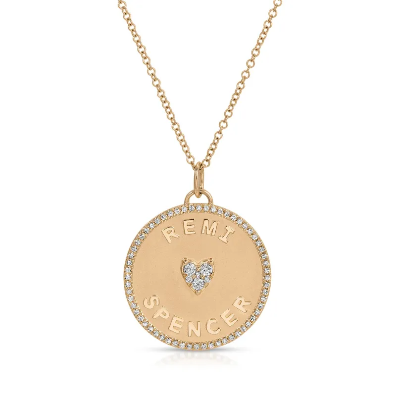 Diamond Love Letter Disc Necklace made by EF Collection