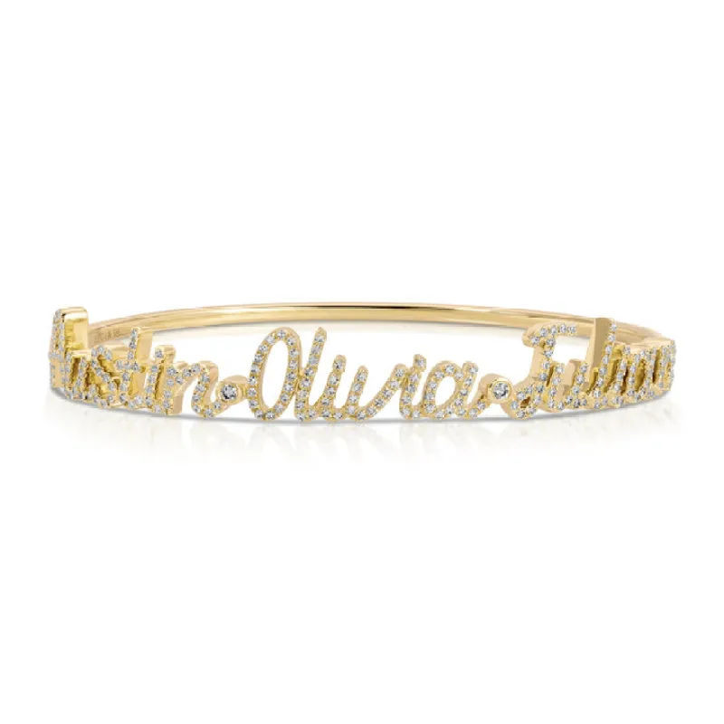Diamond Script Name Bangle made by EF Collection
