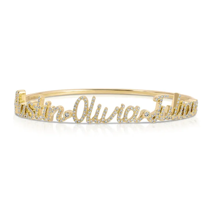 Diamond Script Name Bangle sold by EF Collection