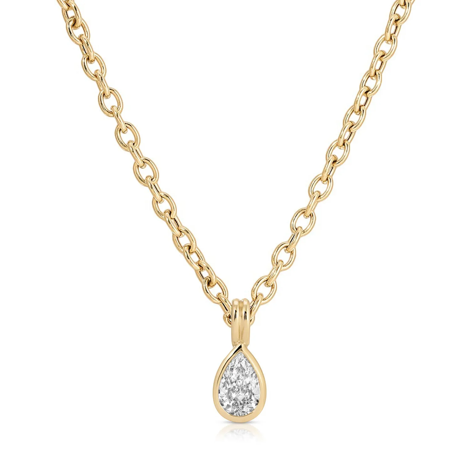 Bezel Set Pear Diamond Mini Sienna Chain Necklace sold by EF Collection