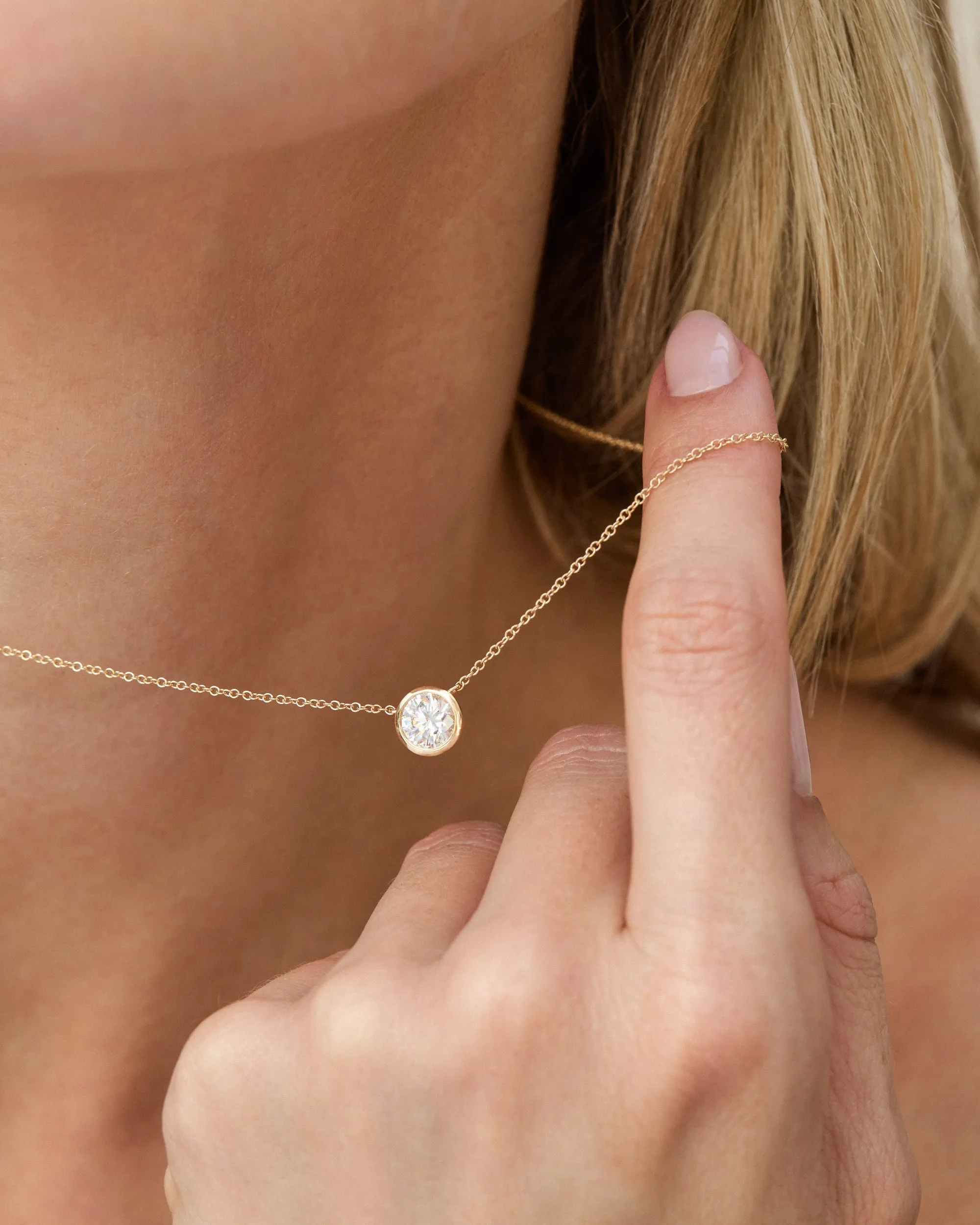 Floating Bezel Set Round Diamond Necklace sold by EF Collection product image thumbnail 2
