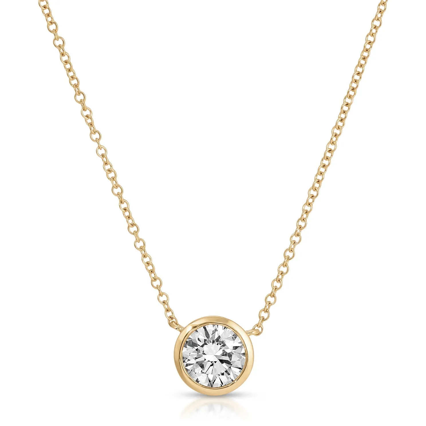 Floating Bezel Set Round Diamond Necklace sold by EF Collection