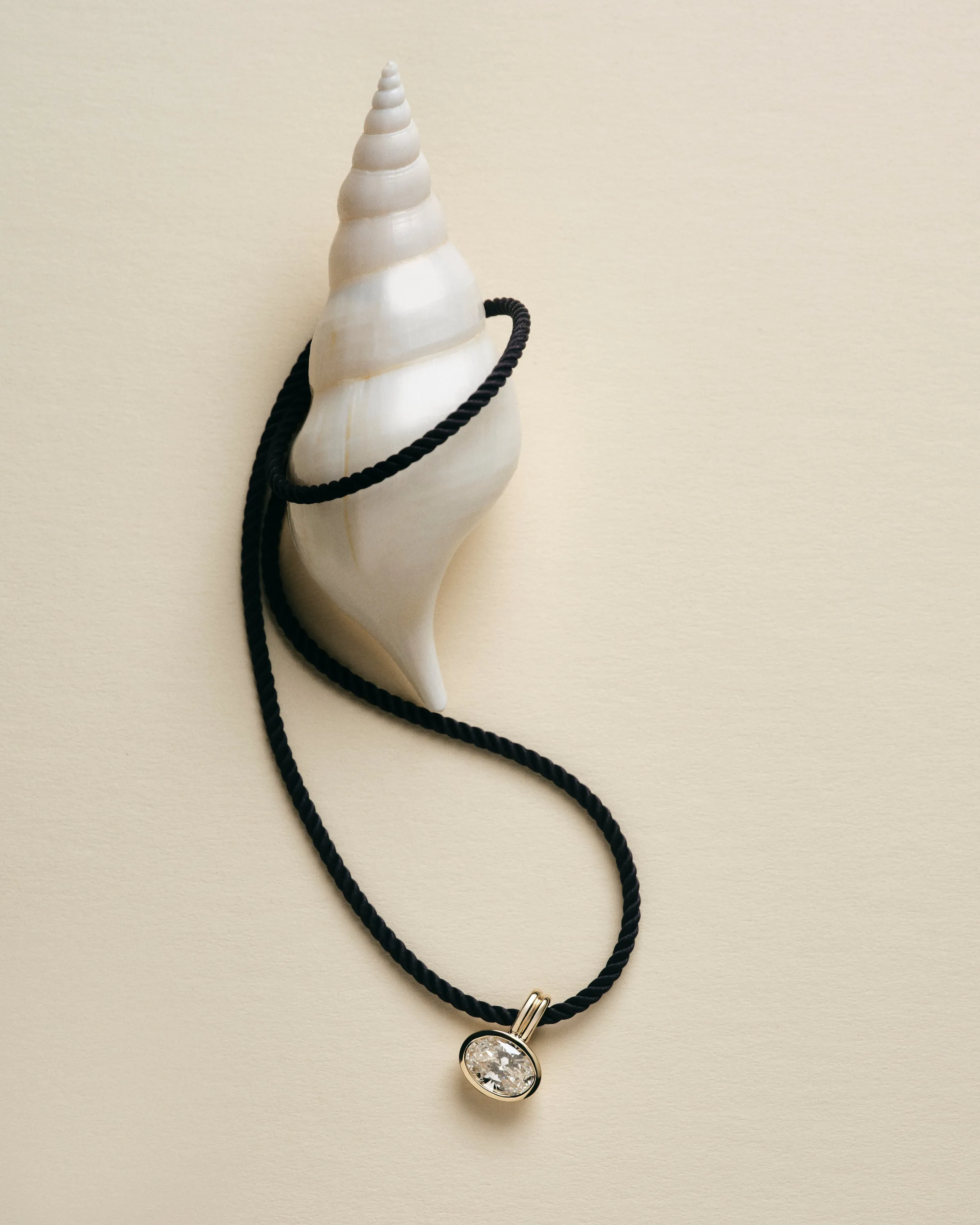 Bezel Set Oval Diamond Twisted Cord Necklace In Midnight sold by EF Collection product image thumbnail 3