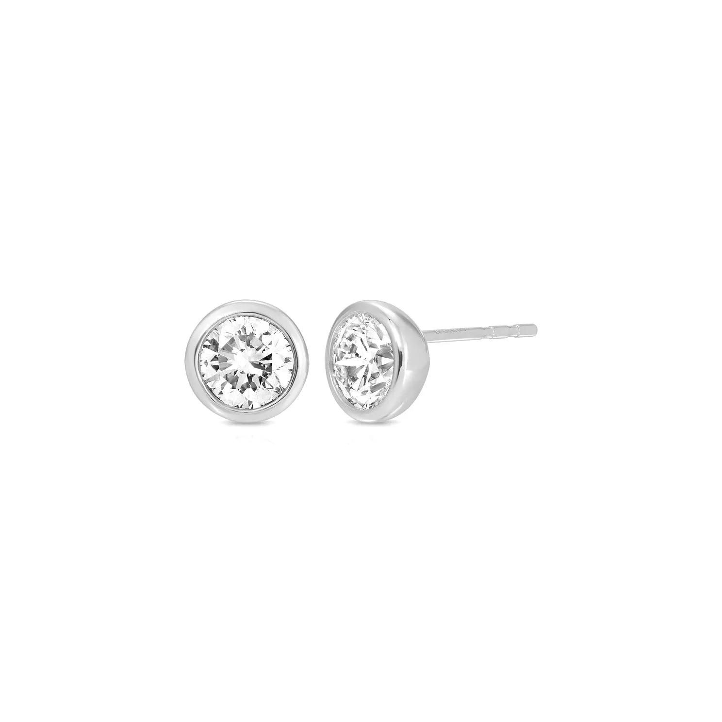 Bezel Set Round Diamond Stud Earrings sold by EF Collection