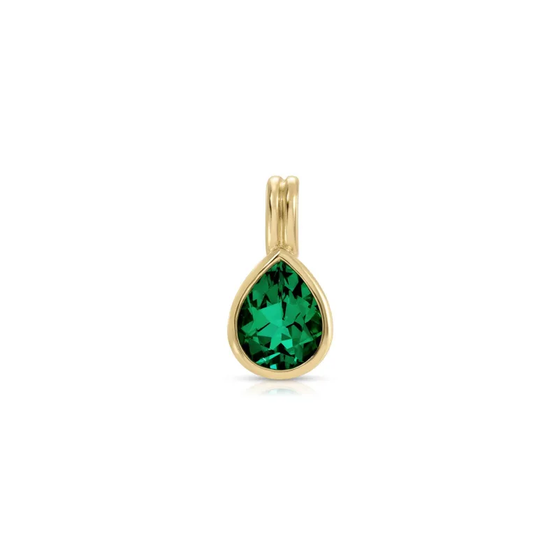 Bezel Set Emerald Pear Clip Charm made by EF Collection