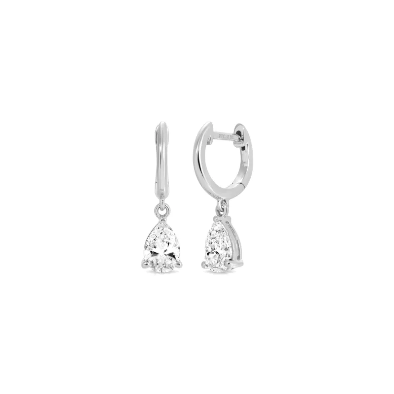 Diamond Pear Drop Huggie Earrings made by EF Collection