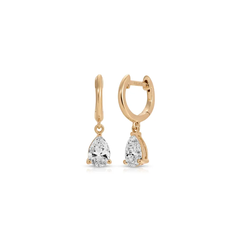 Diamond Pear Drop Huggie Earrings made by EF Collection