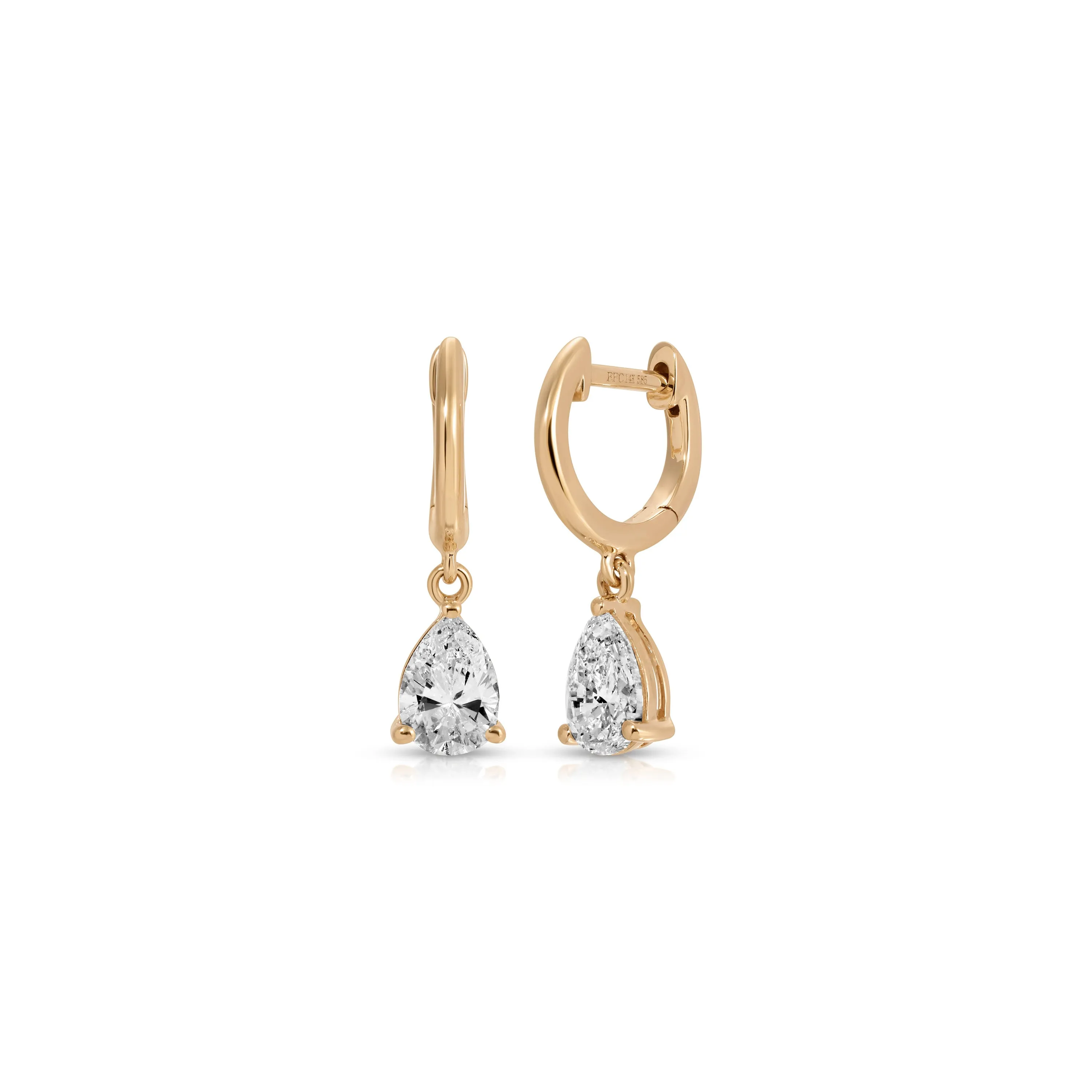 Diamond Pear Drop Huggie Earrings sold by EF Collection