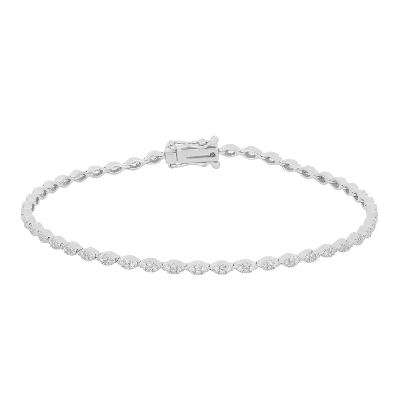 Pavé Diamond Marquise Eternity Bracelet made by EF Collection