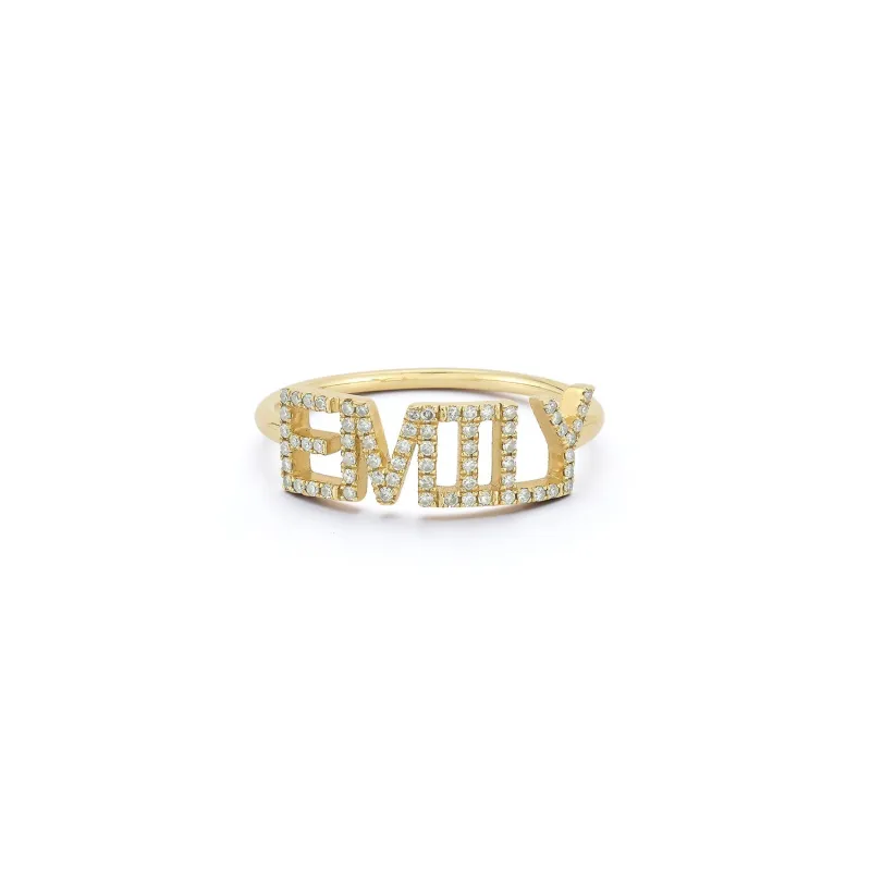 Diamond Custom Name Ring made by EF Collection