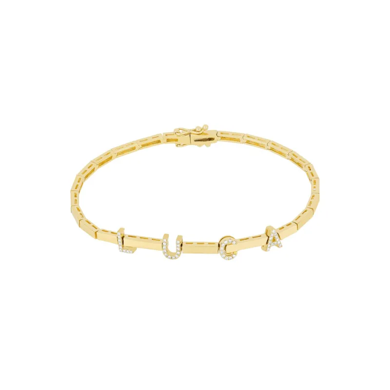 Gold & Diamond Name Eternity Bracelet made by EF Collection