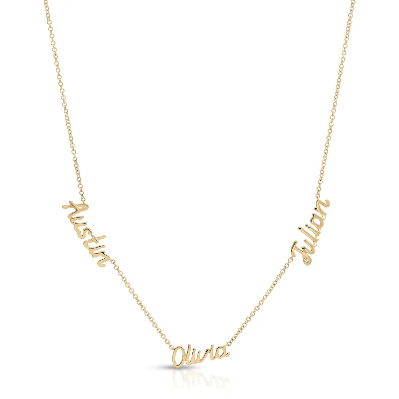 Mini Gold Script Name Necklace made by EF Collection
