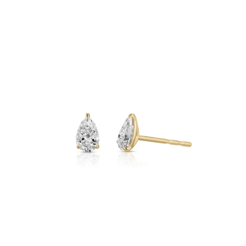 Pear Diamond Stud Earrings made by EF Collection