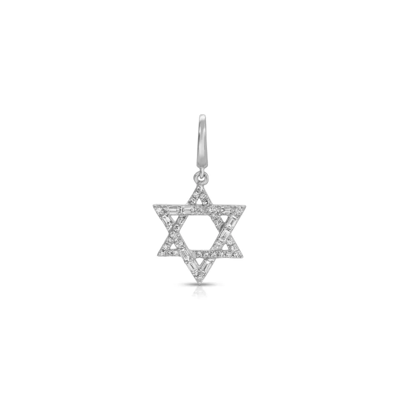 Diamond Baguette Star of David Clip Charm made by EF Collection