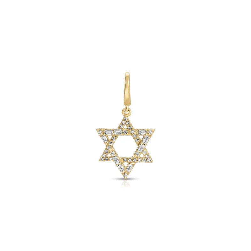 Diamond Baguette Star of David Clip Charm made by EF Collection