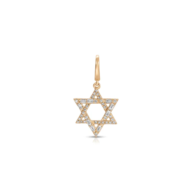 Diamond Baguette Star of David Clip Charm made by EF Collection