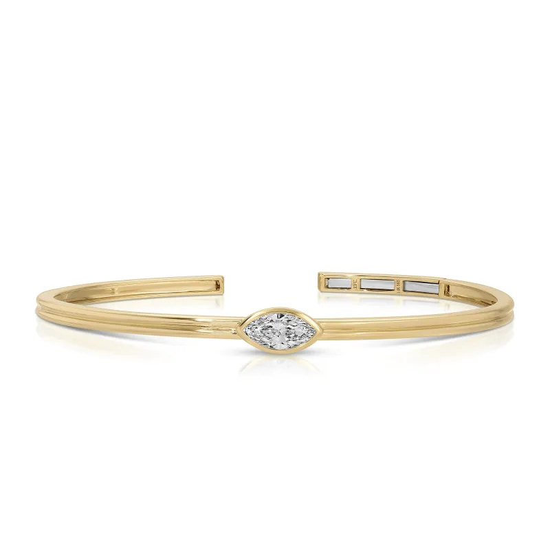 Bezel Set Marquise Bangle Bracelet made by EF Collection