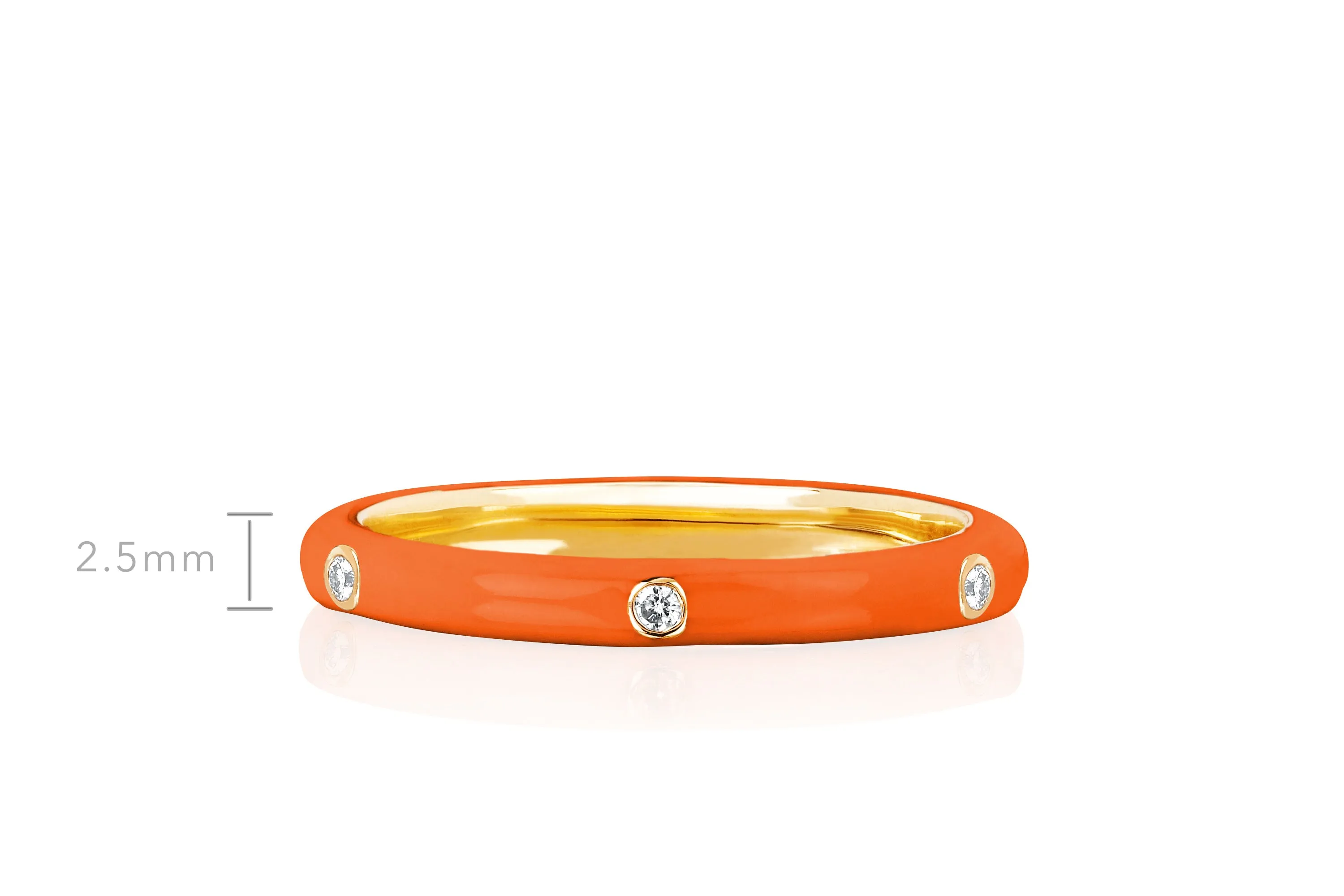 3 Diamond & Orange Enamel Stack Ring sold by EF Collection product image thumbnail 4