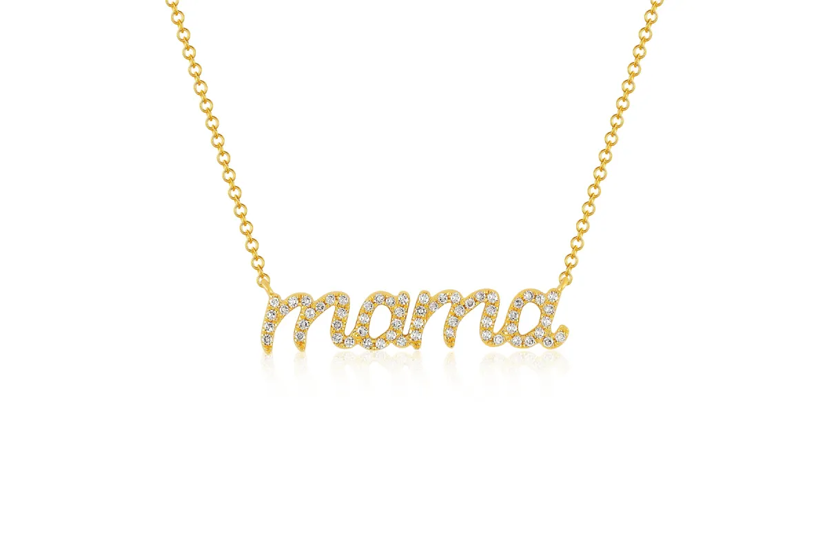 Diamond Script Mama Necklace sold by EF Collection