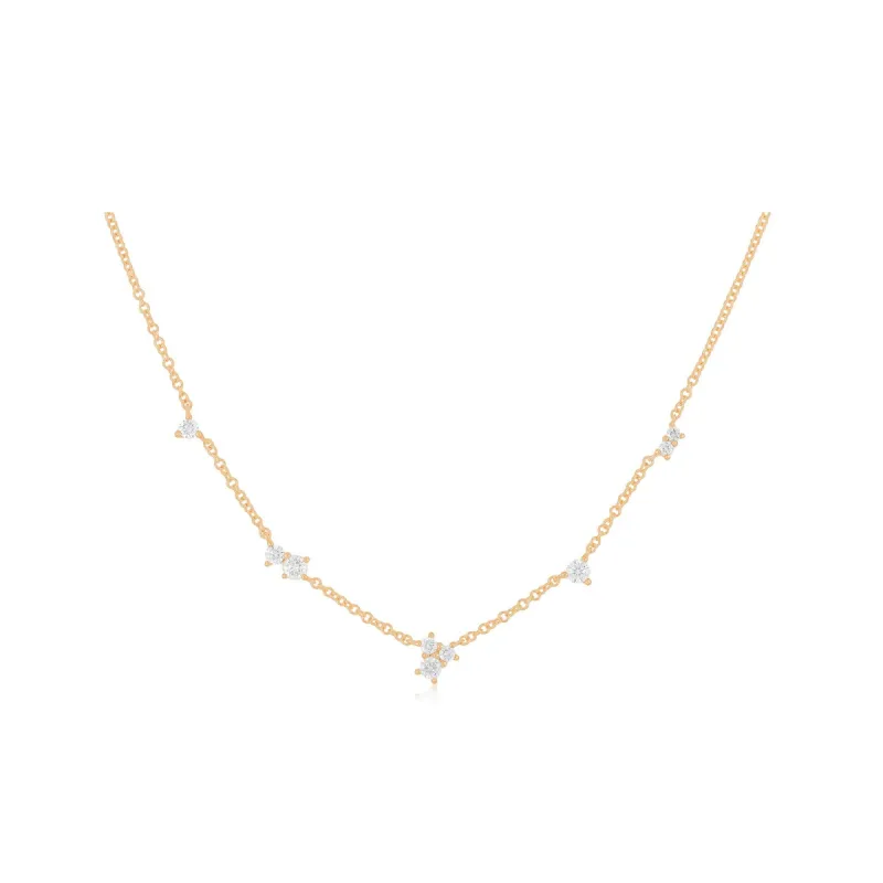 Multi Diamond Cluster Necklace sold by EF Collection