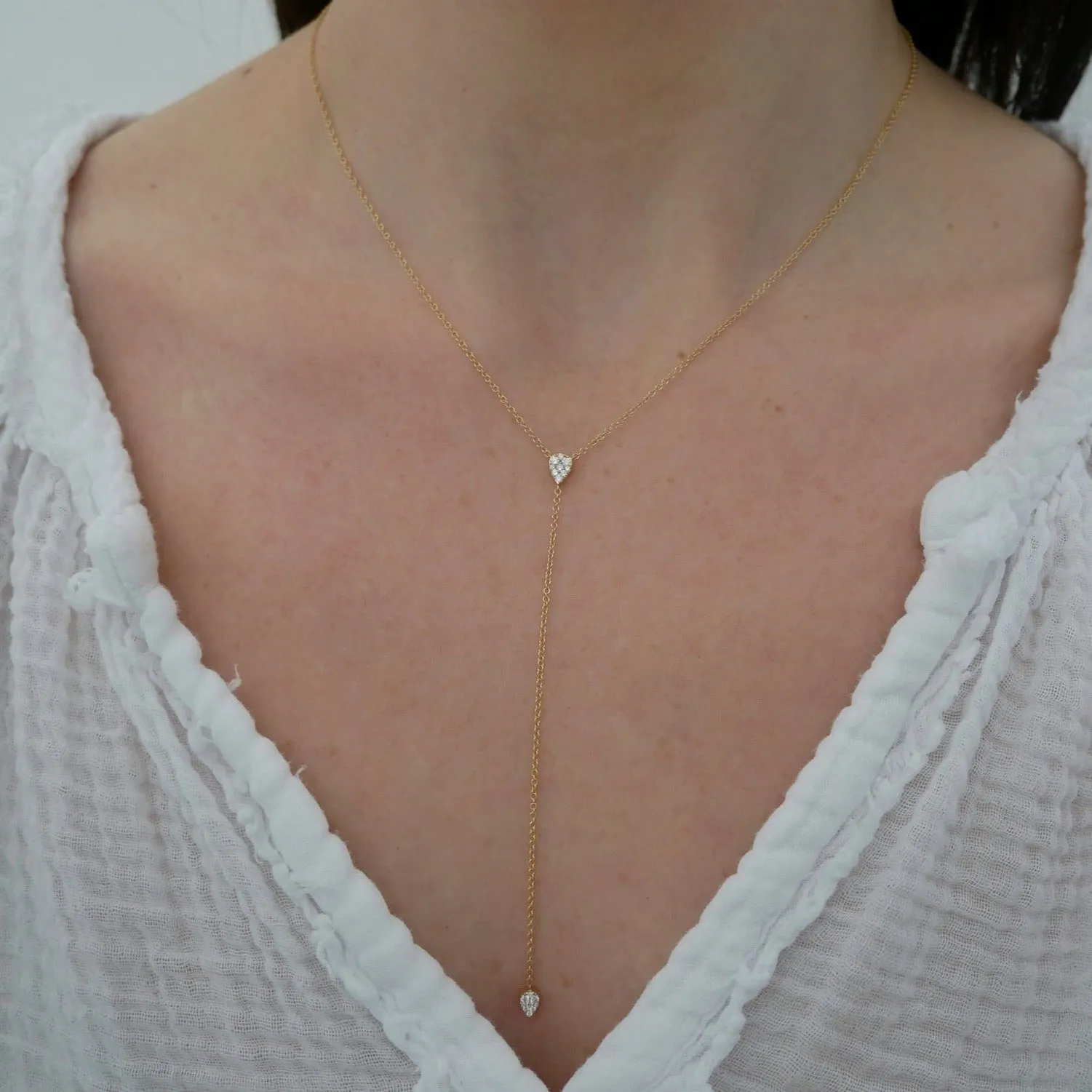 Full Cut Diamond Teardrop Lariat Necklace sold by EF Collection product image thumbnail 4