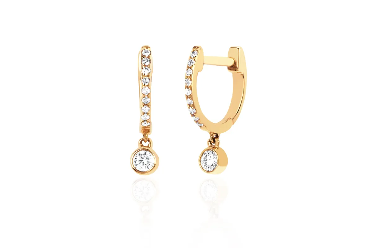 Diamond Bezel Drop Mini Huggie Earring sold by EF Collection