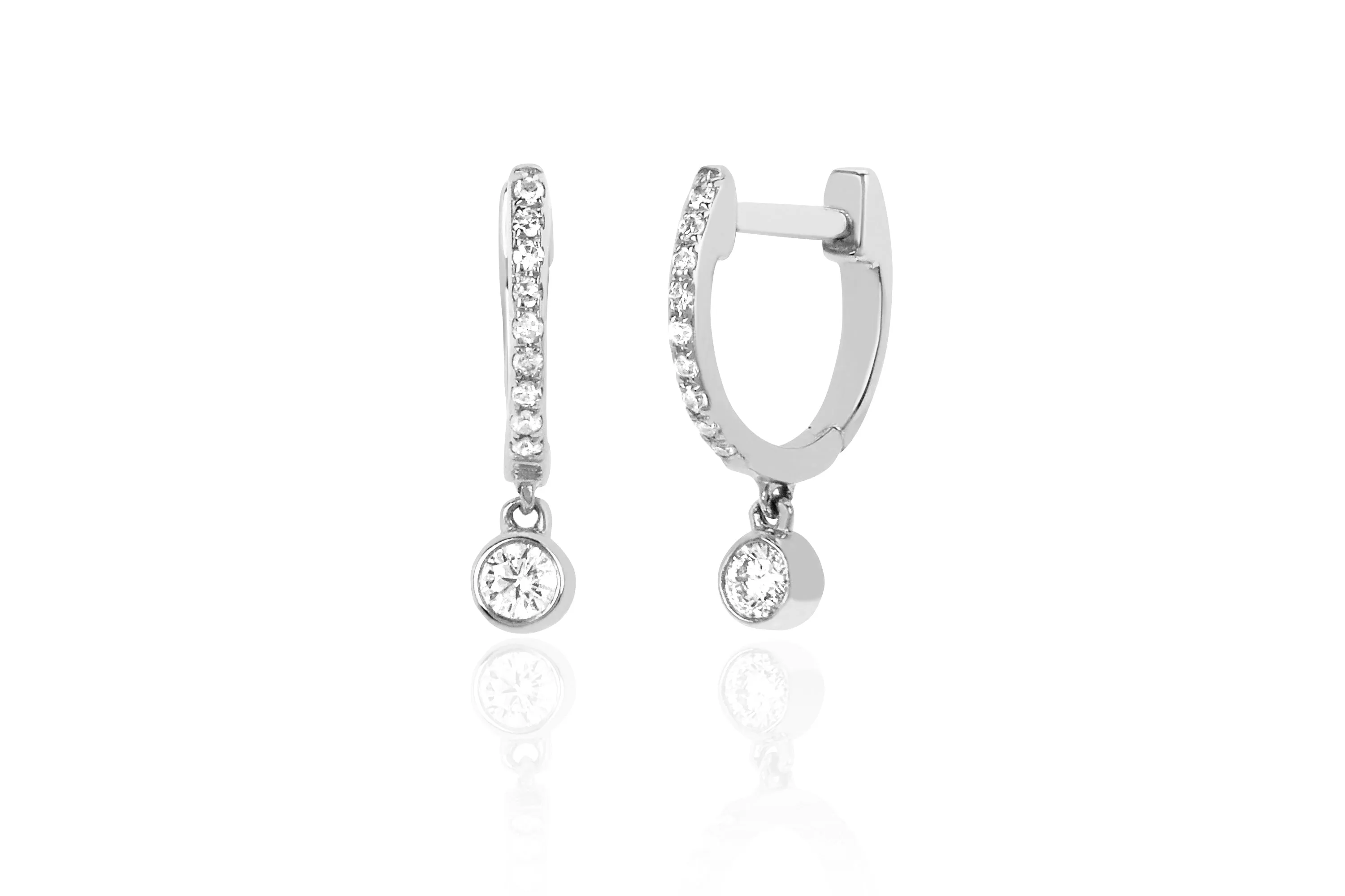 Diamond Bezel Drop Mini Huggie Earring sold by EF Collection product image thumbnail 4