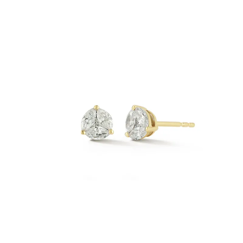 Diamond Illusion Round Stud Earrings sold by EF Collection