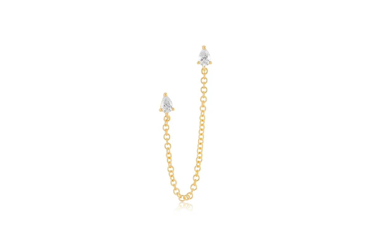 Pear Diamond Chain Double Stud Earring sold by EF Collection