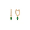 Emerald Teardrop Diamond Mini Huggie Earring sold by EF Collection