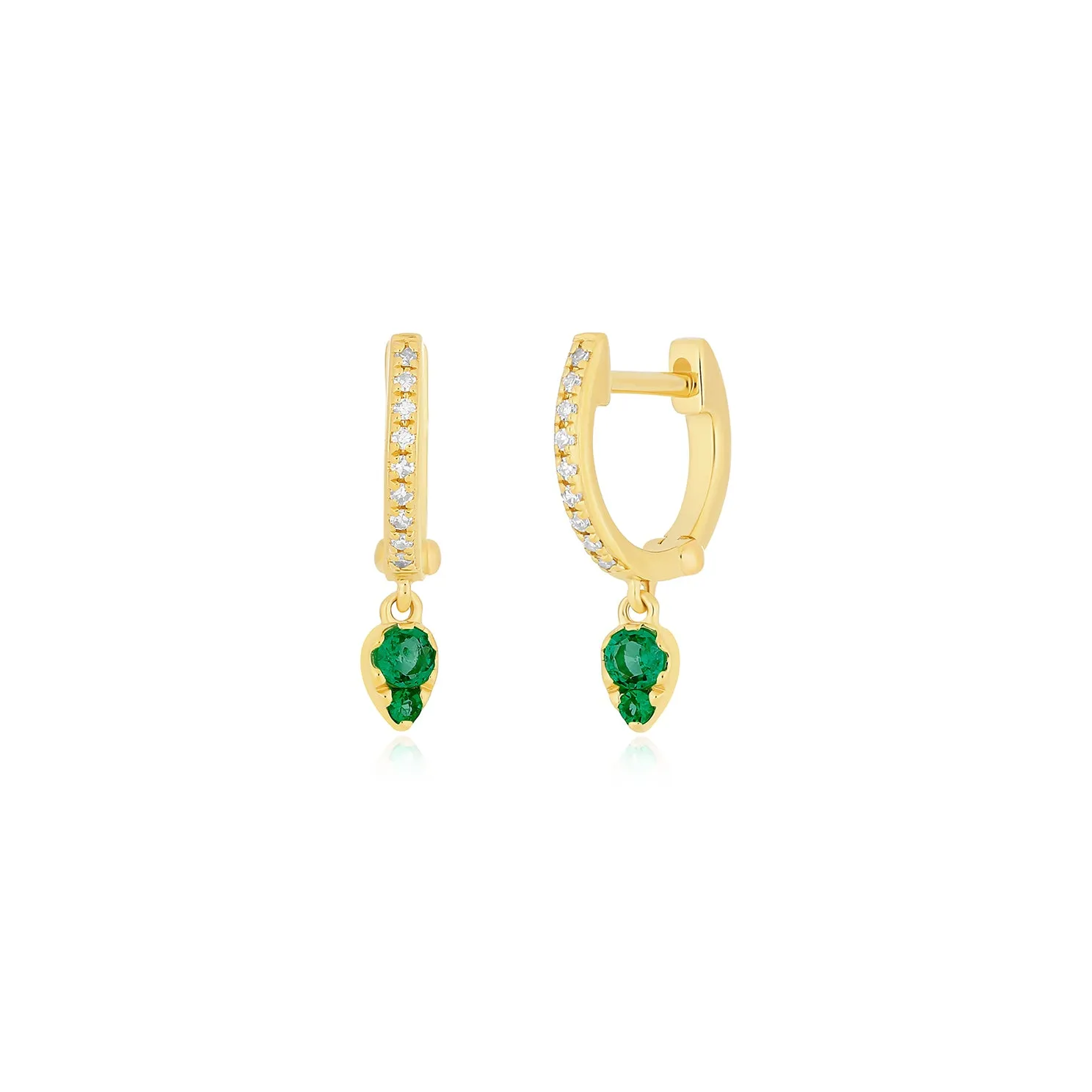 Emerald Teardrop Diamond Mini Huggie Earring sold by EF Collection