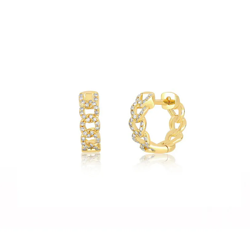 Diamond Curb Chain Huggie Earring sold by EF Collection