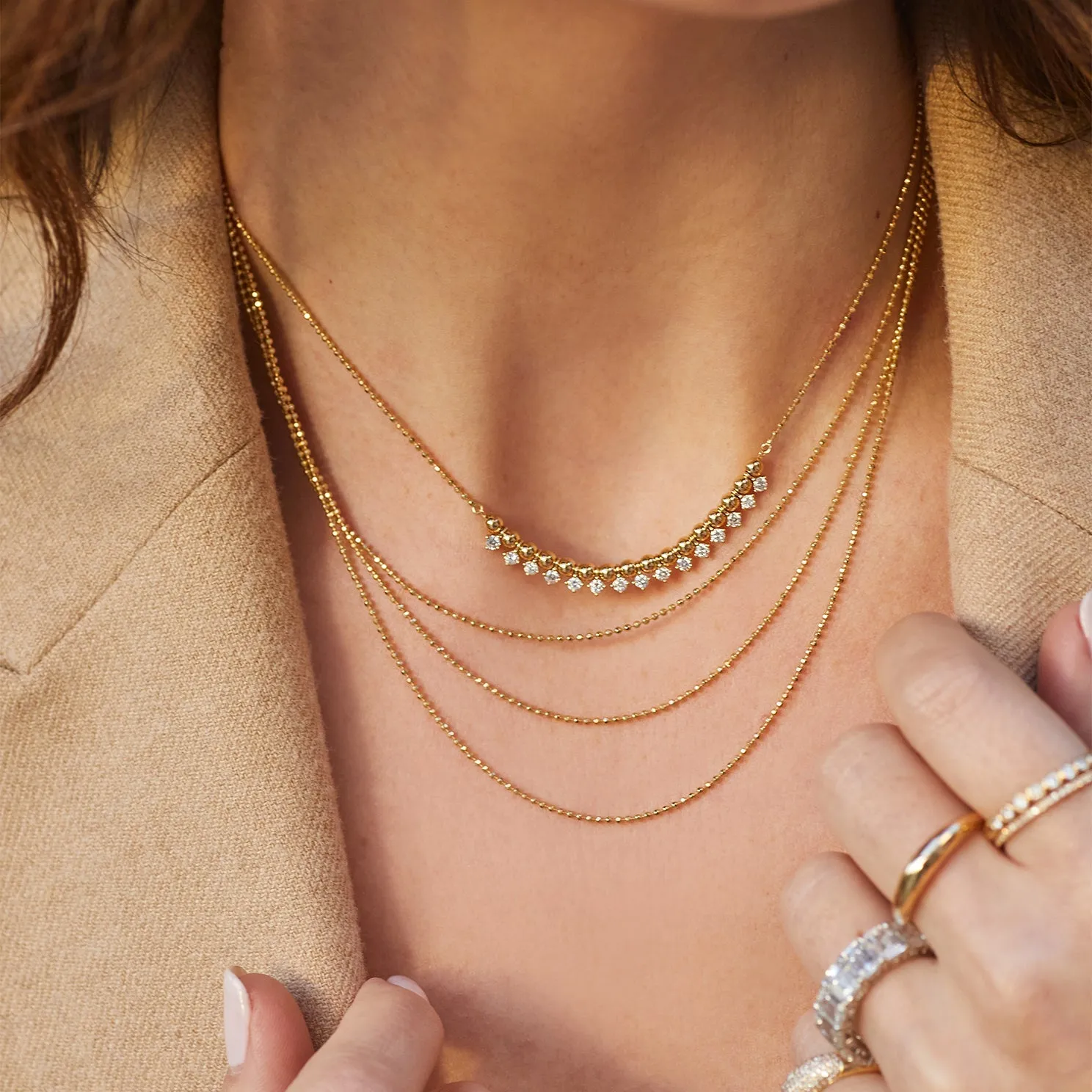 Diamond & Gold Ball Necklace sold by EF Collection product image thumbnail 2