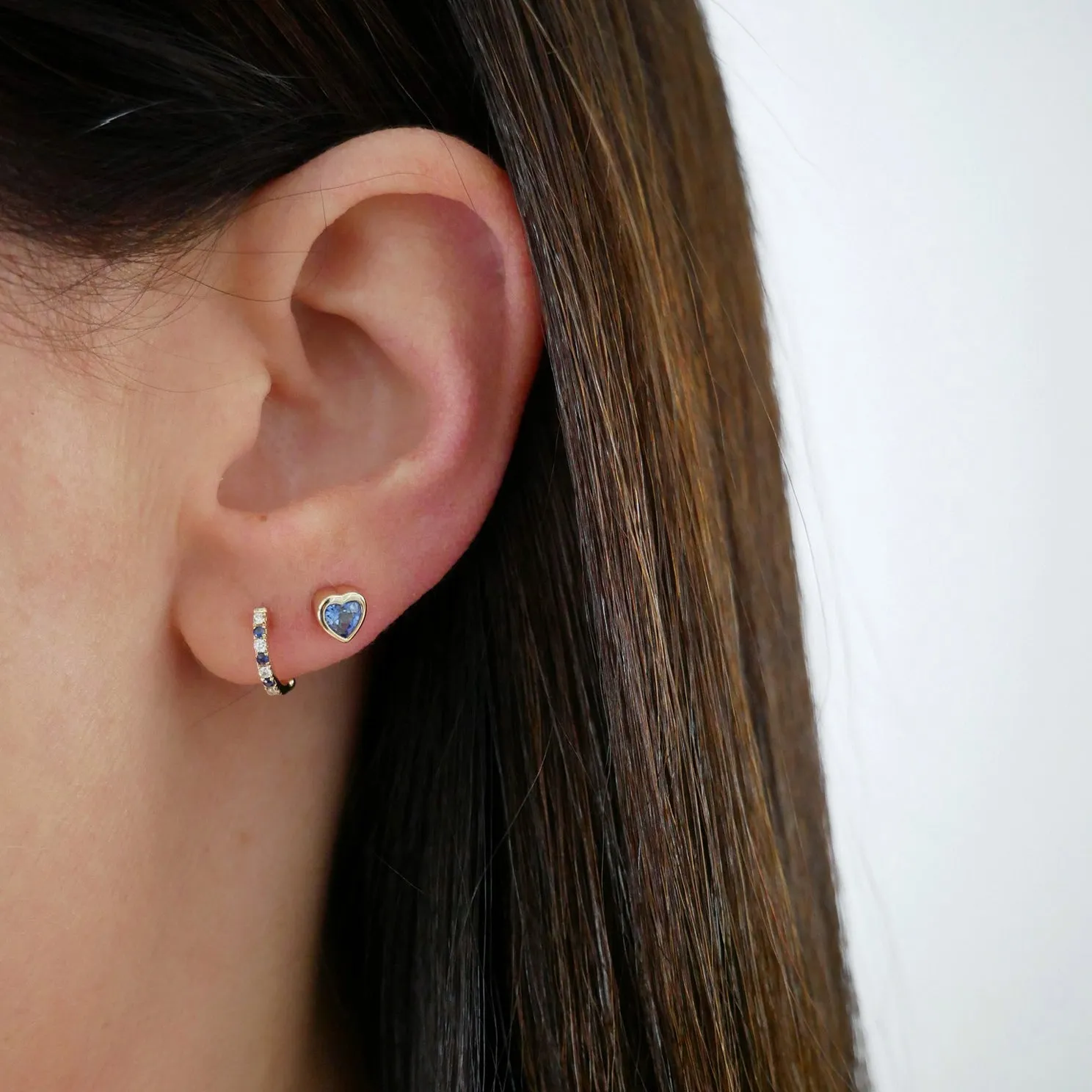 Blue Sapphire Heart Stud Earring sold by EF Collection product image thumbnail 2