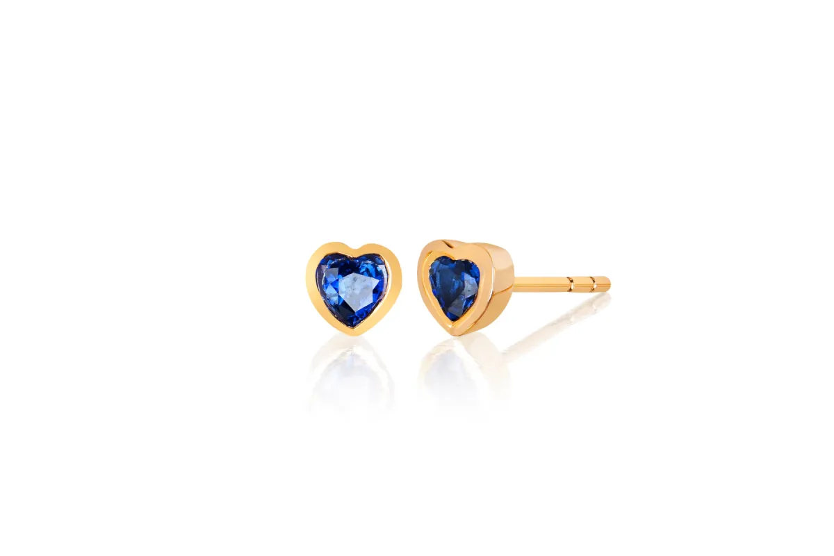 Blue Sapphire Heart Stud Earring sold by EF Collection