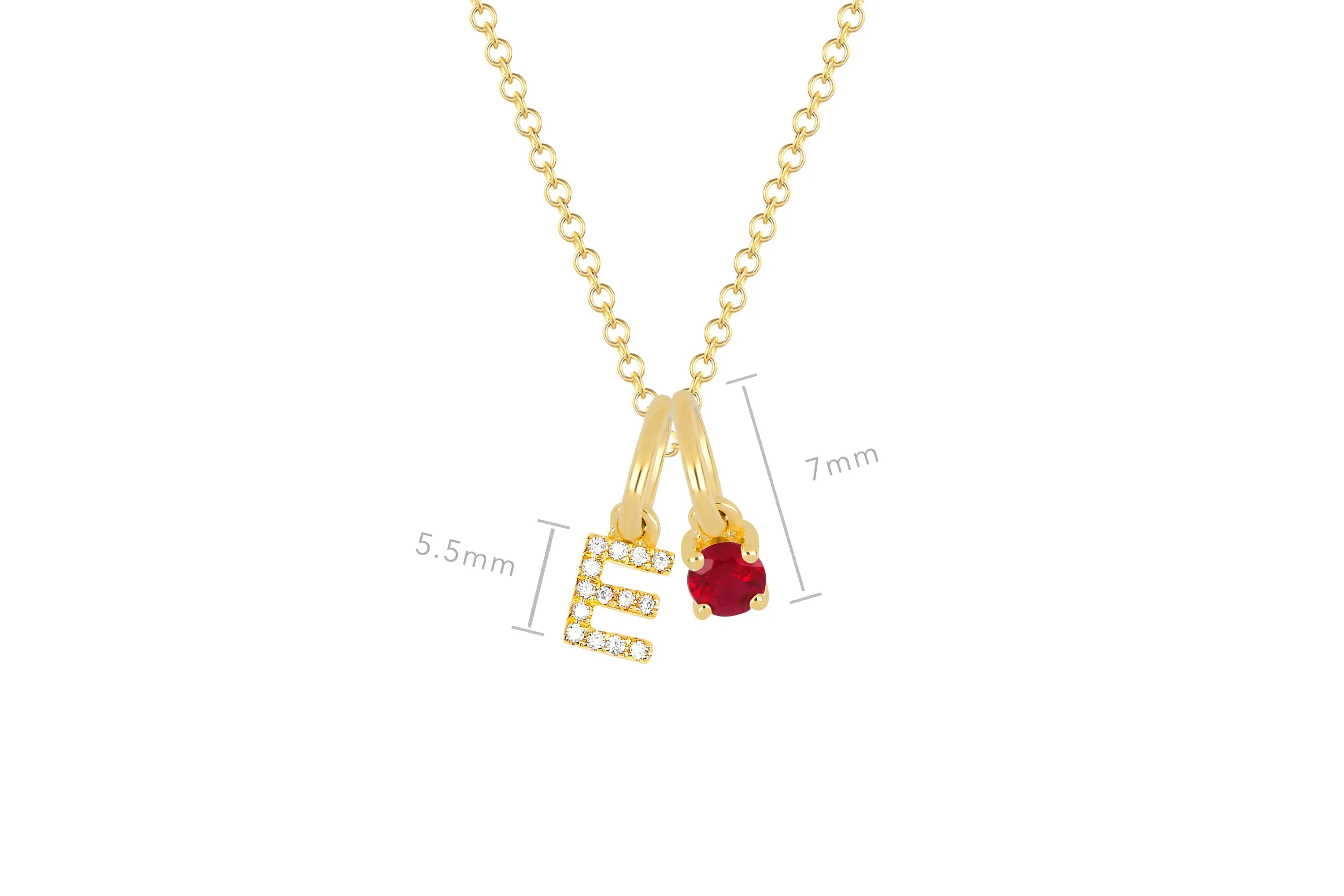 Ruby Birthstone Initial Charm Necklace sold by EF Collection product image thumbnail 3