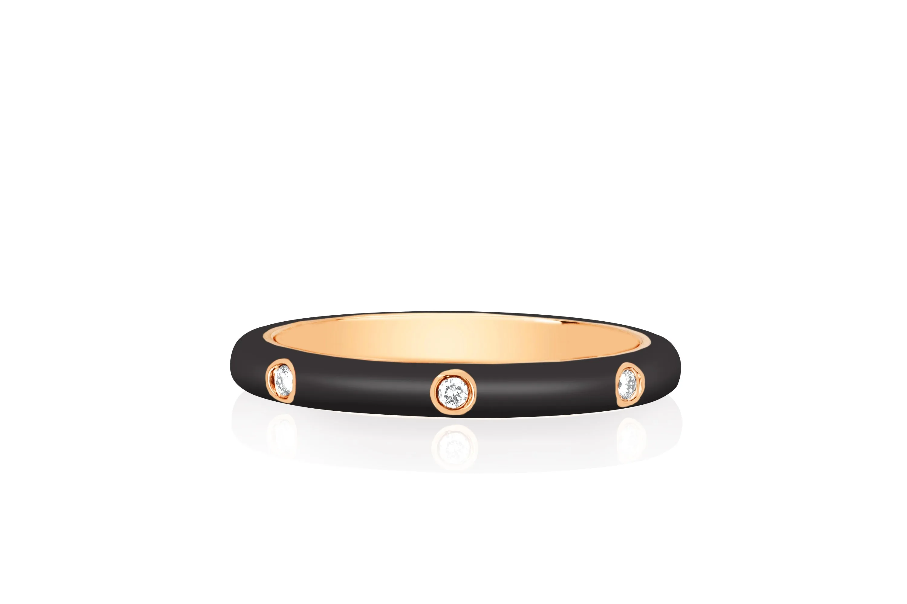 3 Diamond & Slate Enamel Stack Ring sold by EF Collection