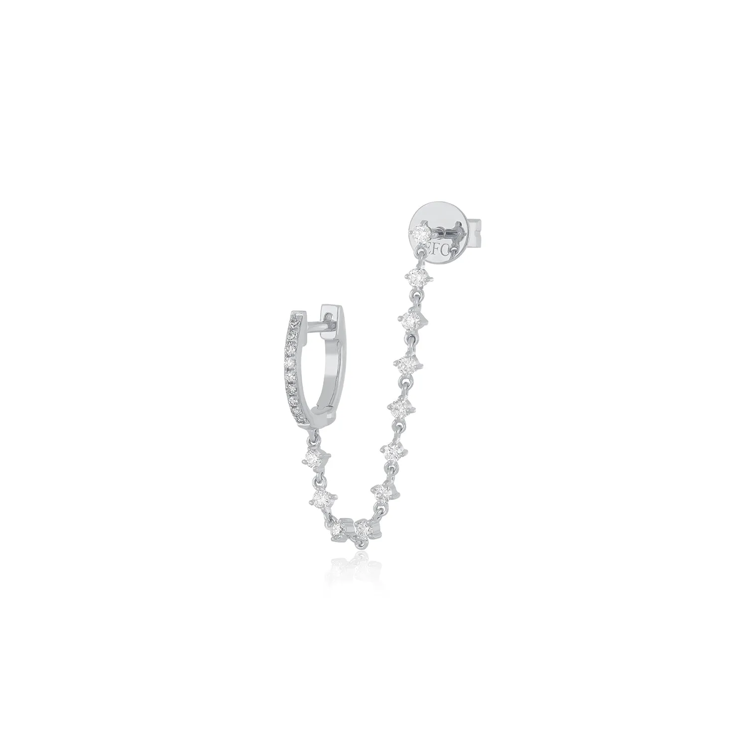 Diamond Mini Huggie and Prong Set Chain Stud Earring sold by EF Collection product image thumbnail 4
