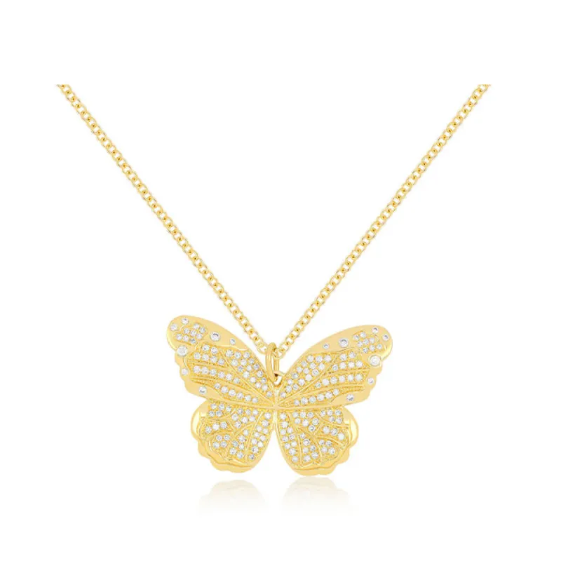 Pavé Diamond Jumbo Butterfly Necklace sold by EF Collection