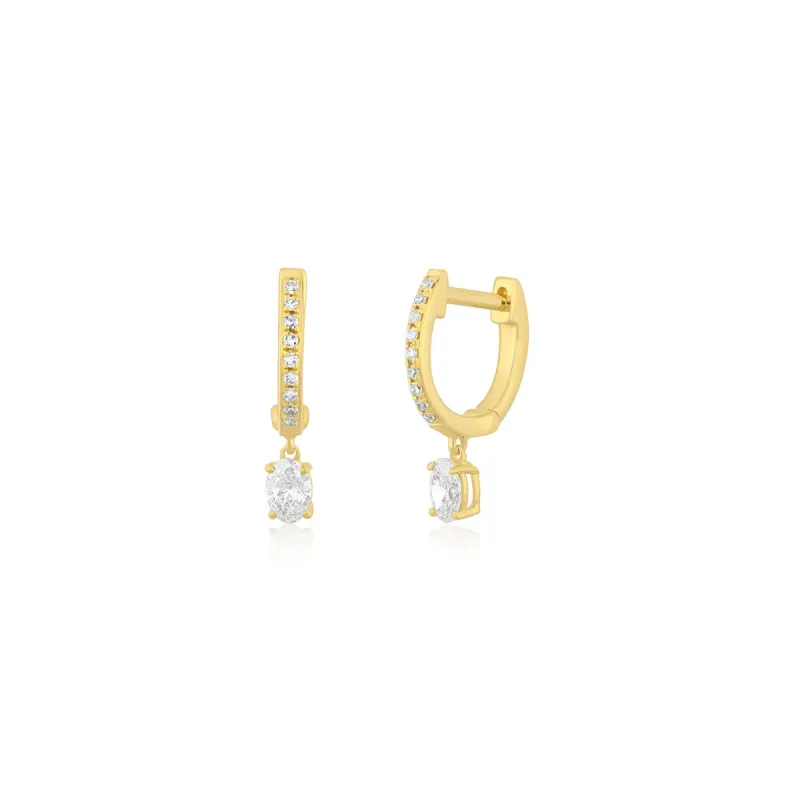 Oval Drop Diamond Mini Huggie Earring sold by EF Collection