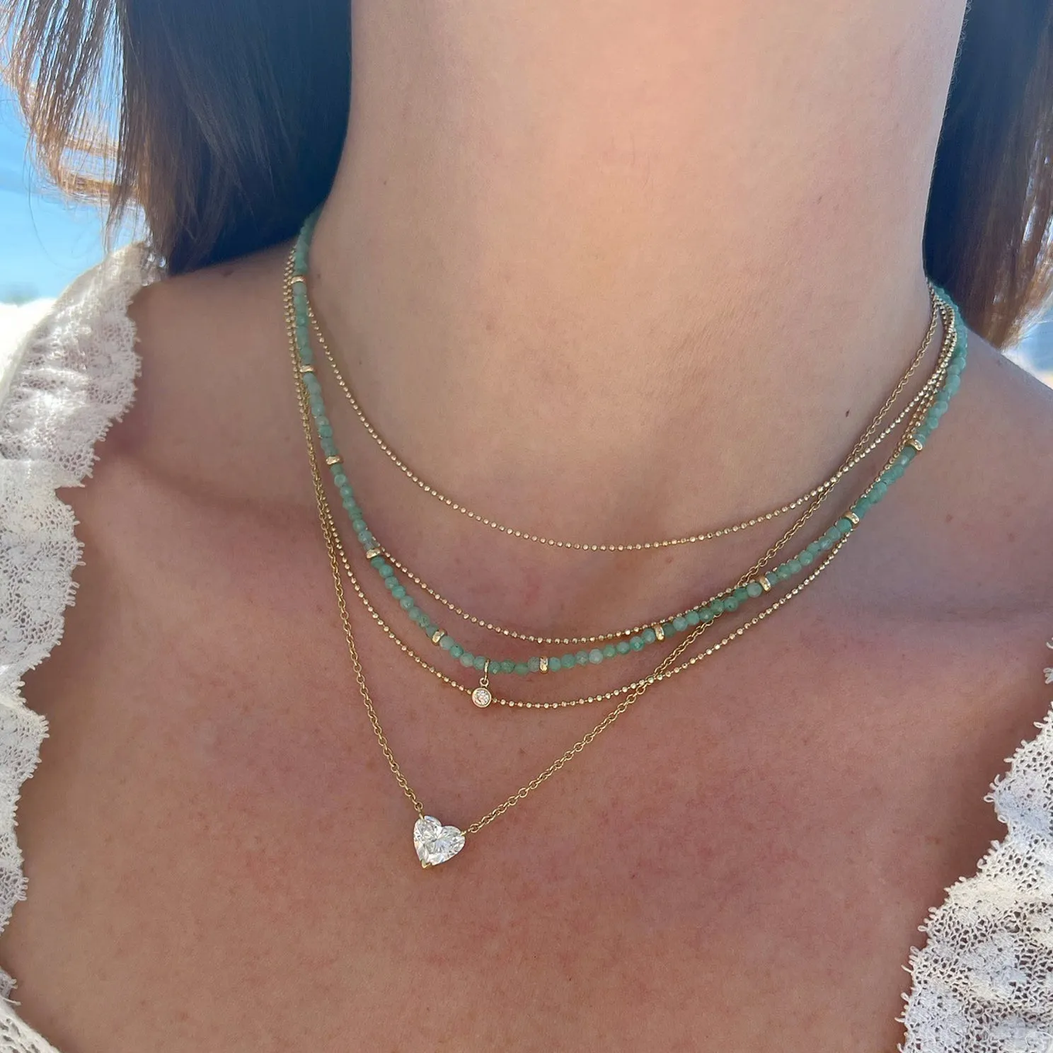 Emerald Birthstone Bead & Bezel Diamond Necklace sold by EF Collection product image thumbnail 3