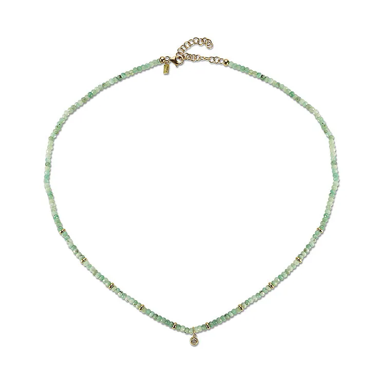 Emerald Birthstone Bead & Bezel Diamond Necklace sold by EF Collection