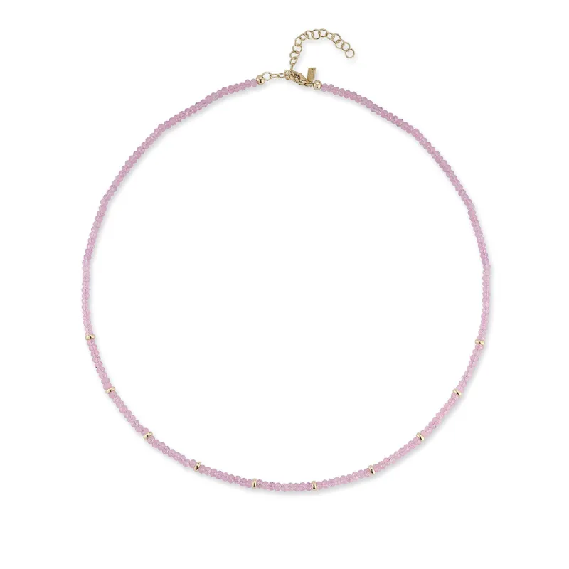Birthstone Bead Necklace 
In Pink Sapphire sold by EF Collection