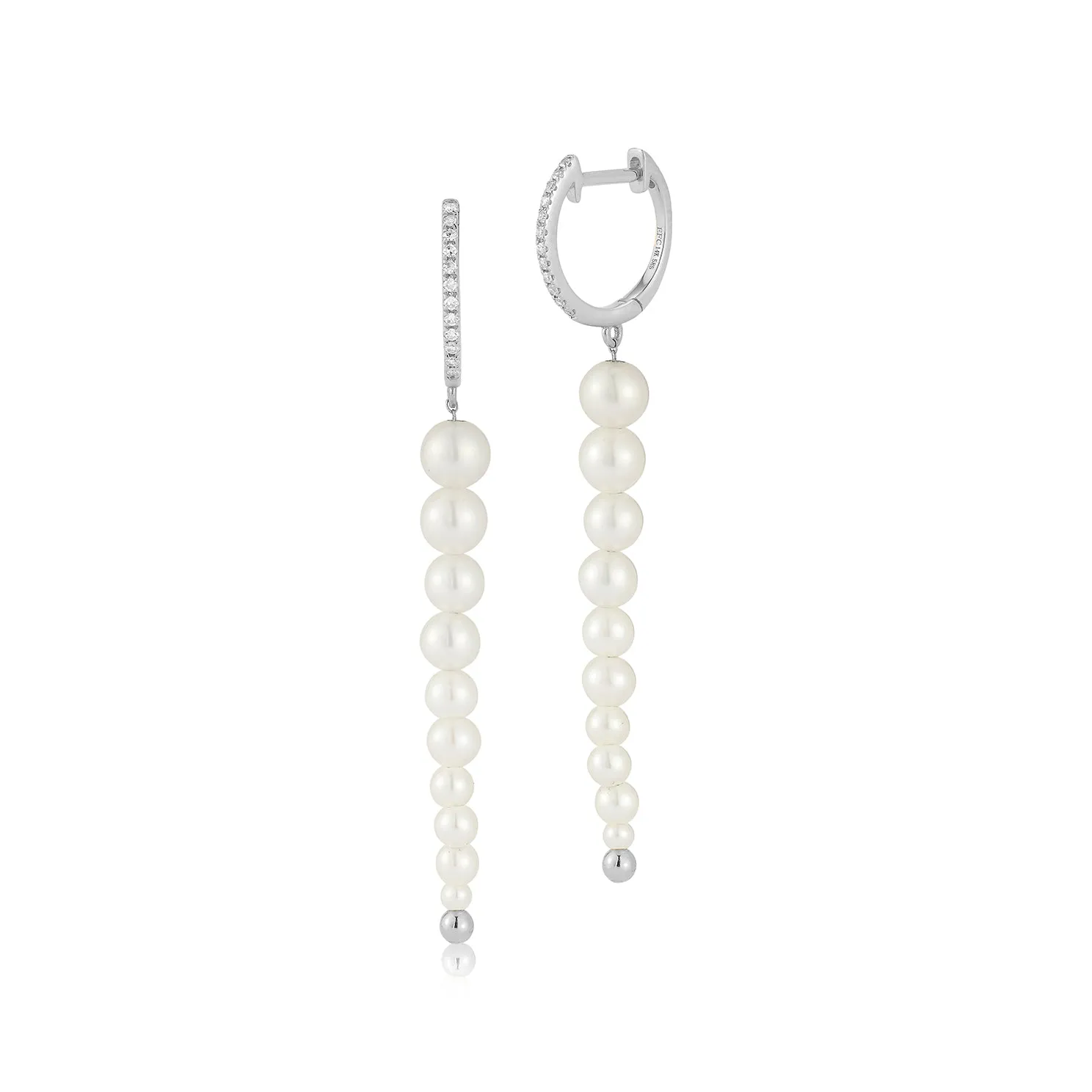 Diamond & Graduated Pearl Drop Earrings sold by EF Collection product image thumbnail 4