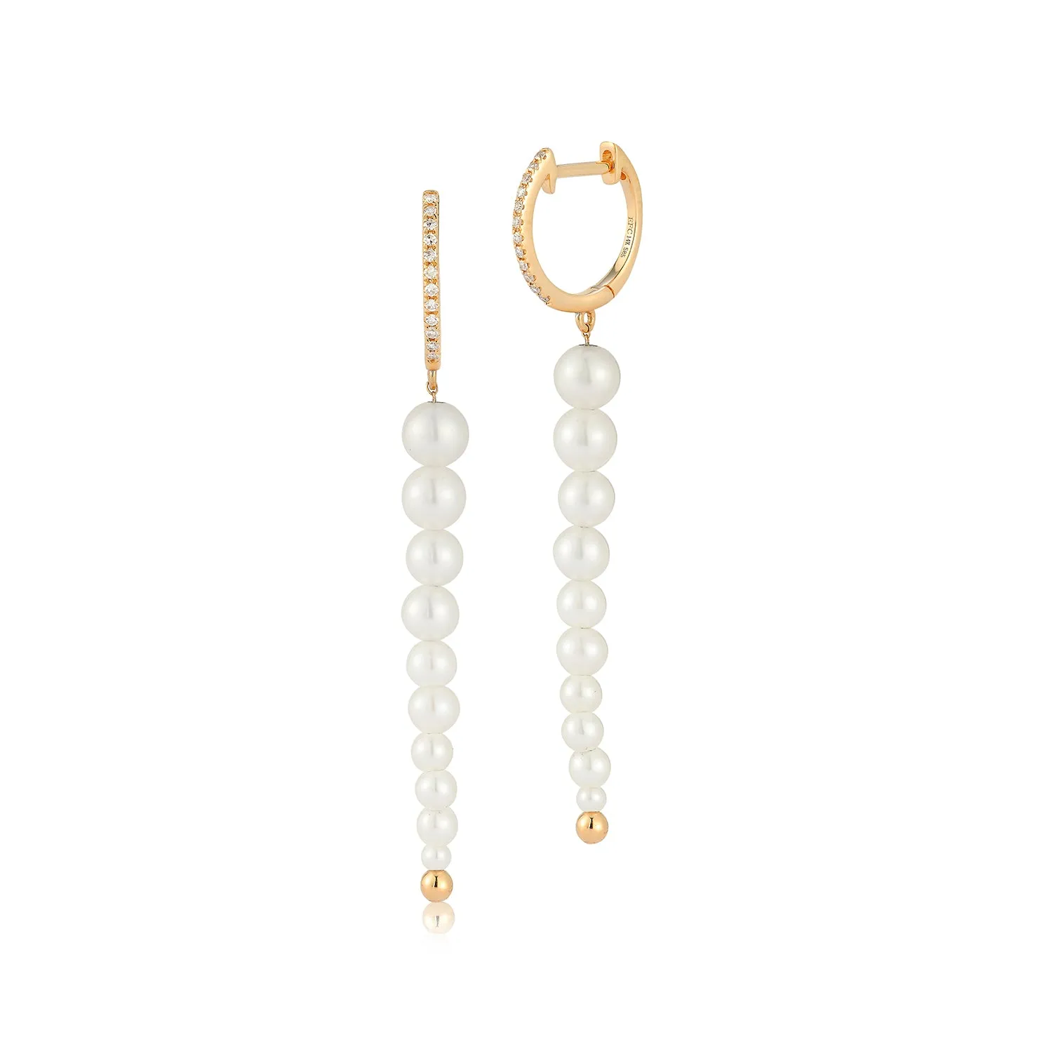 Diamond & Graduated Pearl Drop Earrings sold by EF Collection product image thumbnail 3