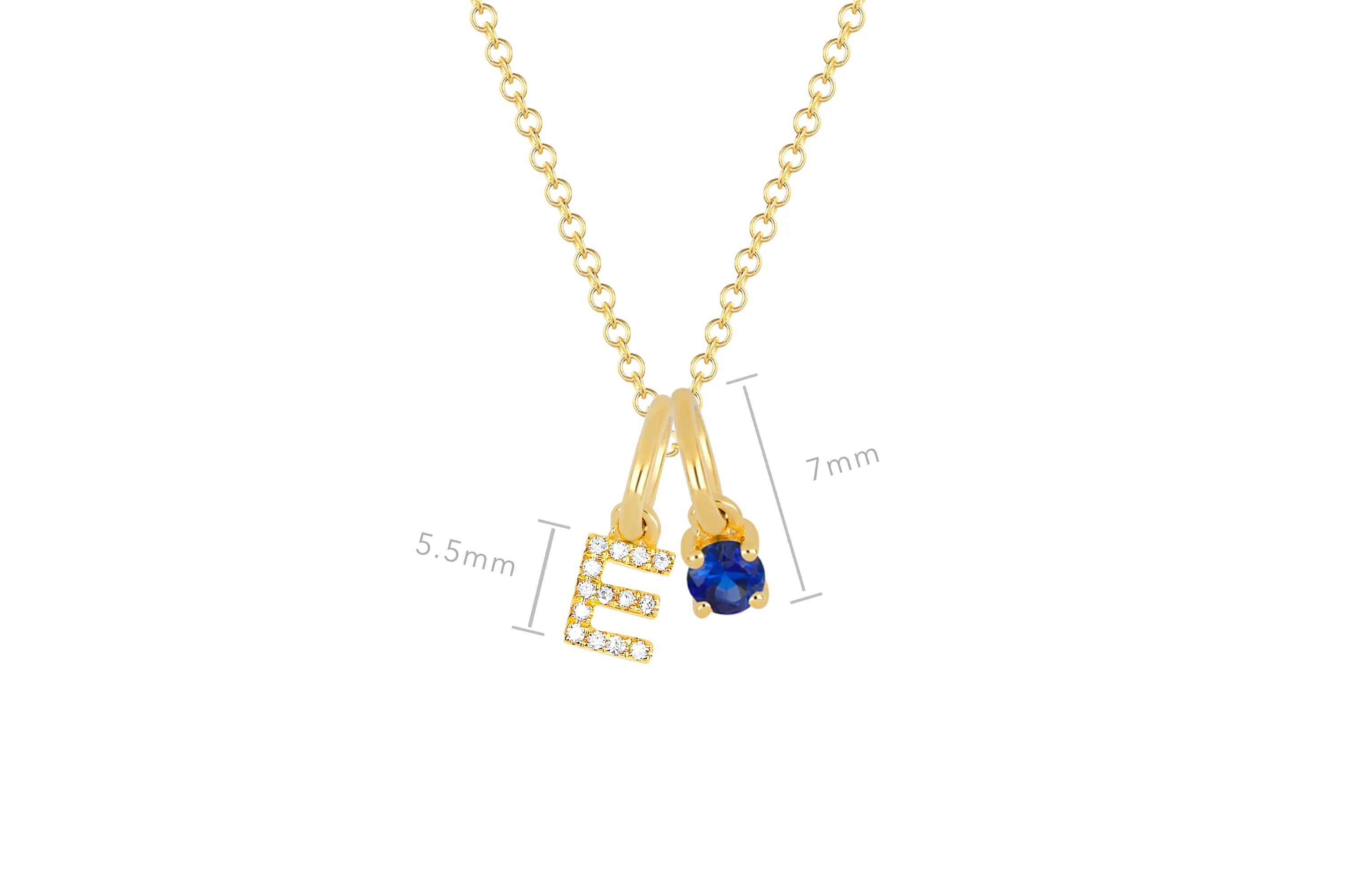 Blue Sapphire Birthstone Initial Charm Necklace sold by EF Collection product image thumbnail 3