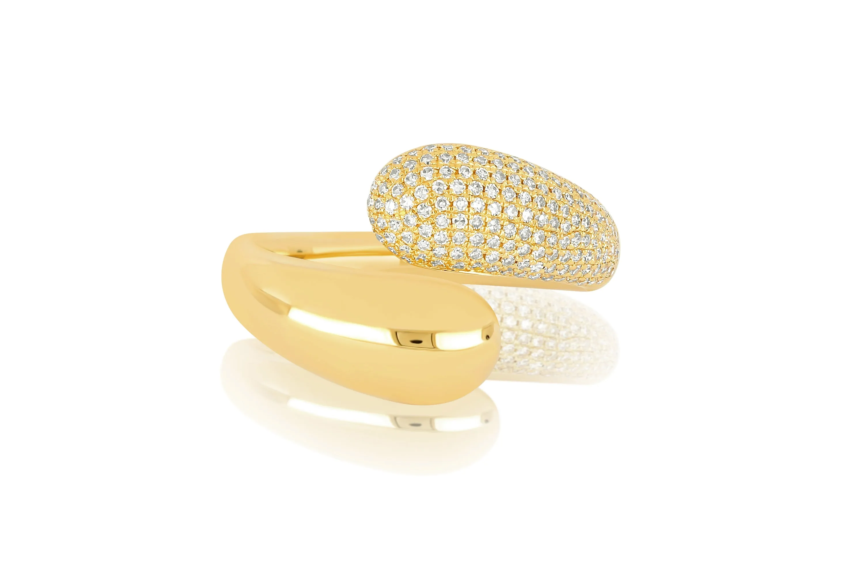 Diamond & Gold Jumbo Double Dome Ring sold by EF Collection