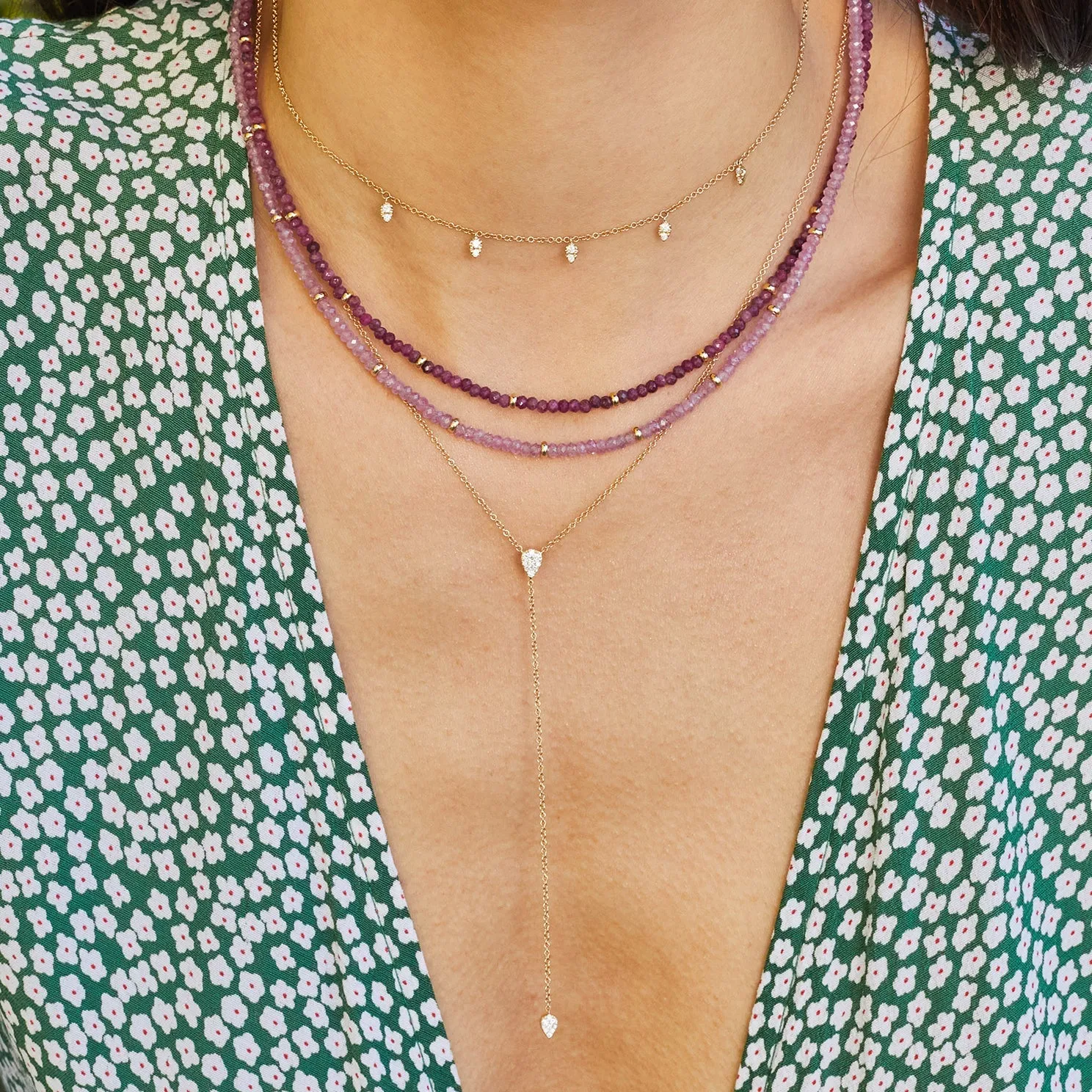 Full Cut Diamond Teardrop Lariat Necklace sold by EF Collection product image thumbnail 2